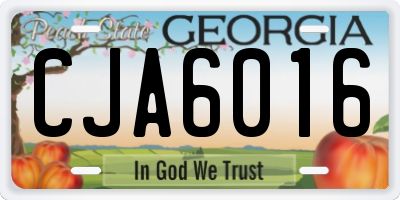GA license plate CJA6016