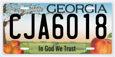 GA license plate CJA6018