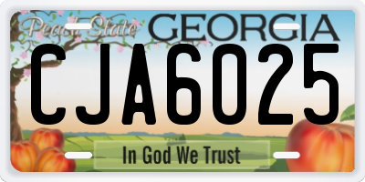 GA license plate CJA6025