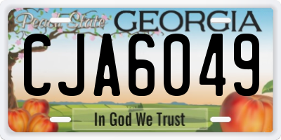 GA license plate CJA6049