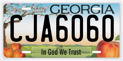 GA license plate CJA6060