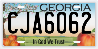 GA license plate CJA6062