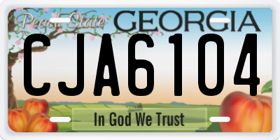 GA license plate CJA6104