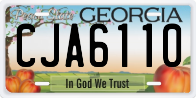 GA license plate CJA6110