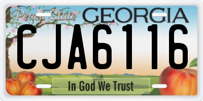GA license plate CJA6116