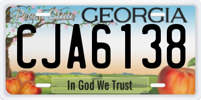 GA license plate CJA6138
