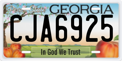 GA license plate CJA6925