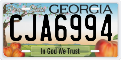 GA license plate CJA6994