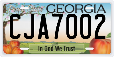 GA license plate CJA7002