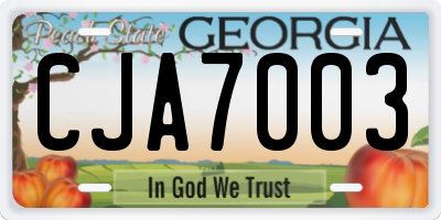 GA license plate CJA7003