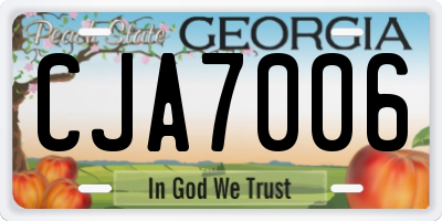 GA license plate CJA7006