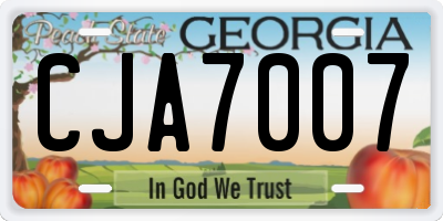 GA license plate CJA7007
