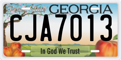 GA license plate CJA7013