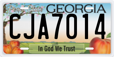 GA license plate CJA7014