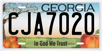GA license plate CJA7020