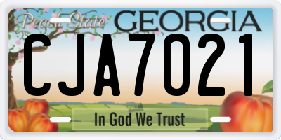 GA license plate CJA7021