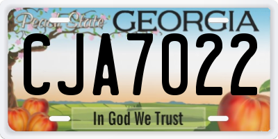 GA license plate CJA7022