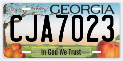 GA license plate CJA7023