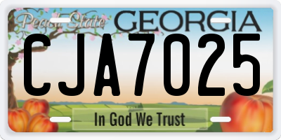 GA license plate CJA7025