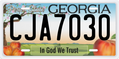 GA license plate CJA7030