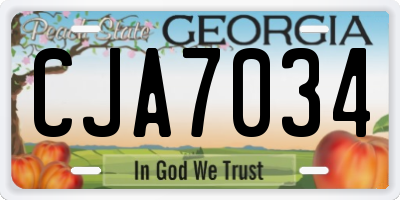 GA license plate CJA7034