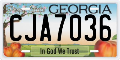 GA license plate CJA7036