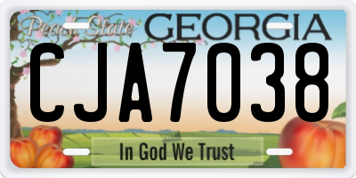 GA license plate CJA7038