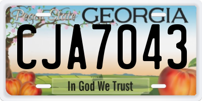 GA license plate CJA7043