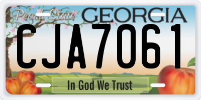 GA license plate CJA7061