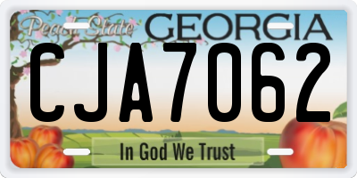 GA license plate CJA7062