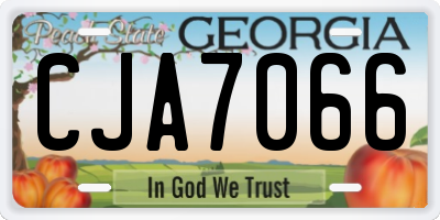 GA license plate CJA7066