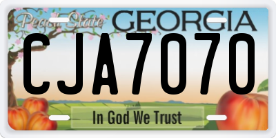 GA license plate CJA7070