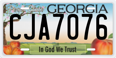 GA license plate CJA7076