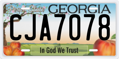 GA license plate CJA7078