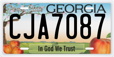 GA license plate CJA7087