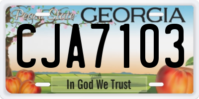GA license plate CJA7103