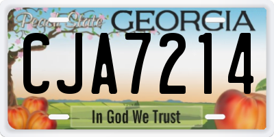 GA license plate CJA7214