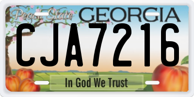 GA license plate CJA7216