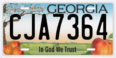 GA license plate CJA7364