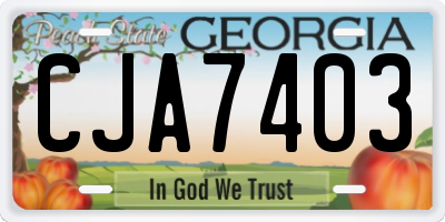 GA license plate CJA7403
