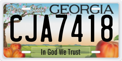 GA license plate CJA7418