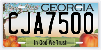 GA license plate CJA7500