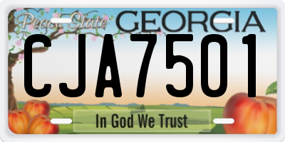 GA license plate CJA7501