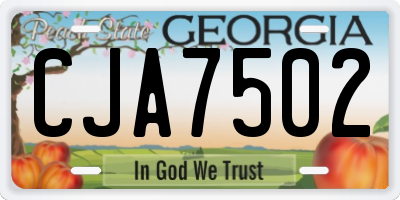GA license plate CJA7502