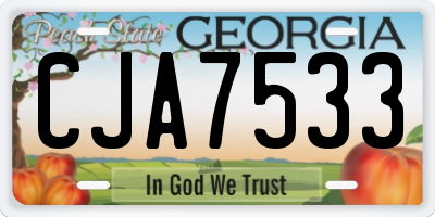 GA license plate CJA7533