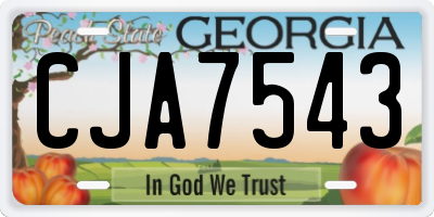 GA license plate CJA7543