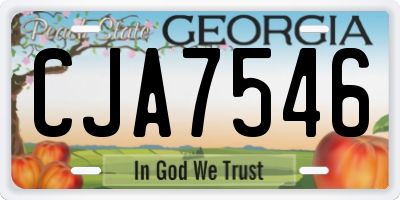 GA license plate CJA7546