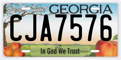 GA license plate CJA7576