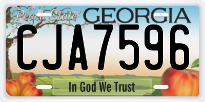 GA license plate CJA7596