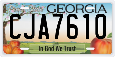 GA license plate CJA7610